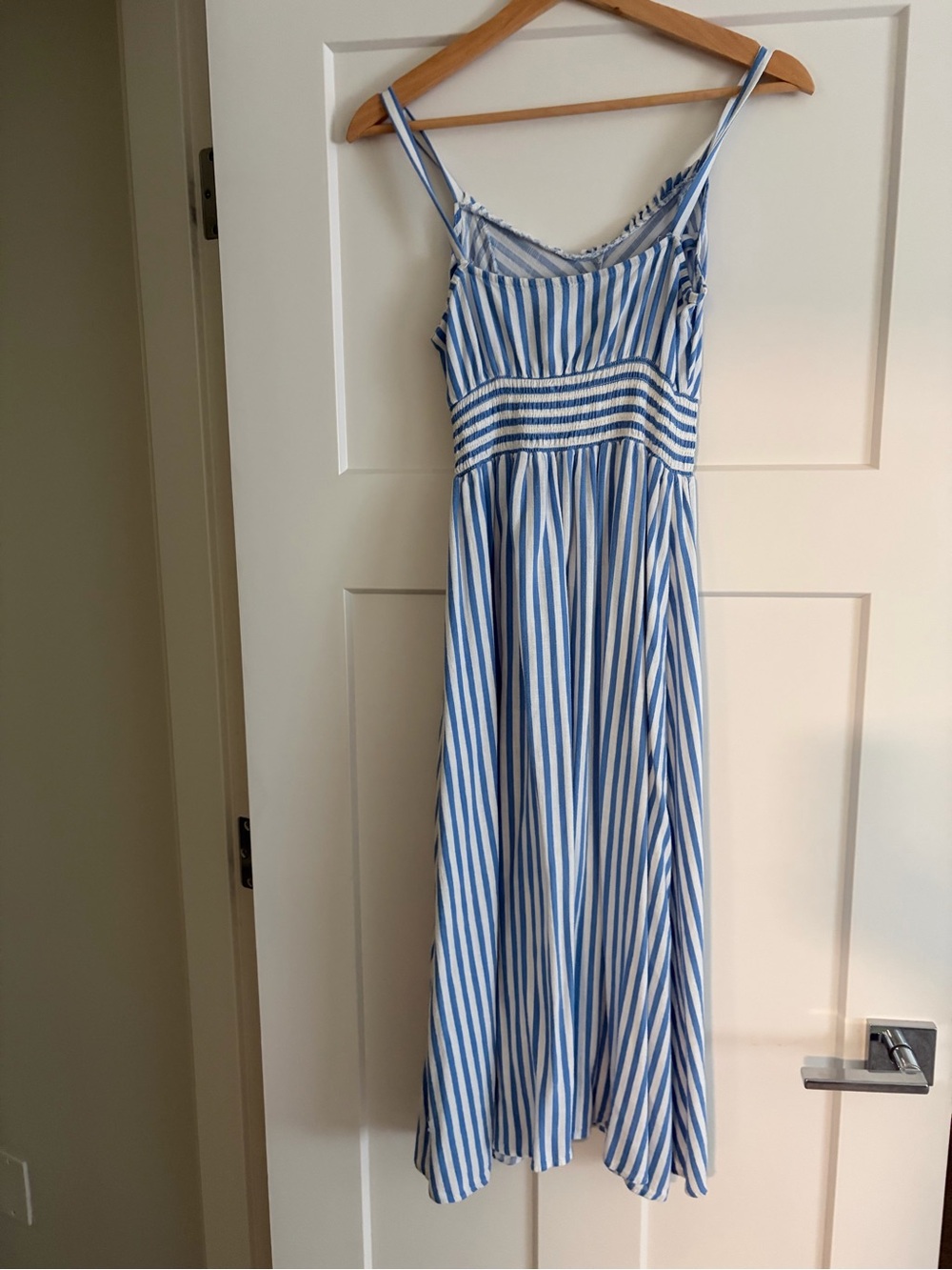 GAP Blue and White Striped Midi Dress